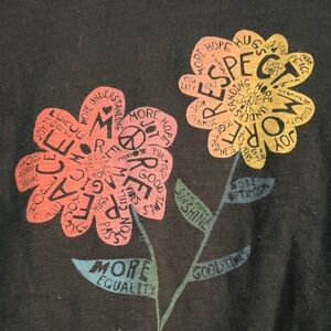 Old Navy Black Tee with Floral Design